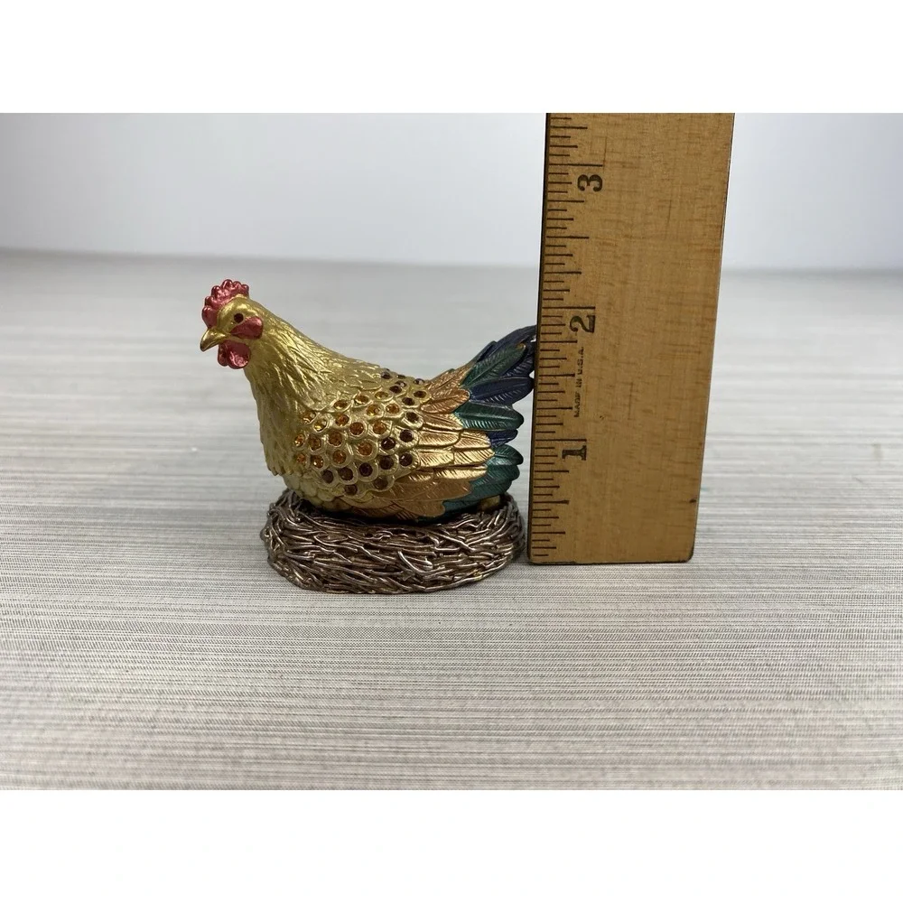 Vintage Rucinni Chicken Hen Trinket Box‎ Jeweled